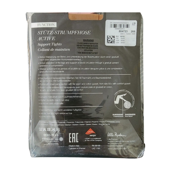 Ulla Popken Sheer Nude Support Tights Sandal Toes Size 20/22 US - Picture 2 of 5